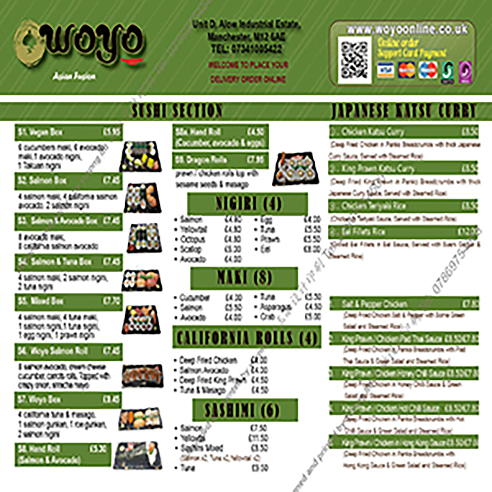 A5 menu or leaflet